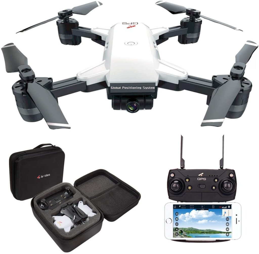 le-idea drone GPS - le-idea10 Drone GPS, WiFi FPV Quadcopter con Cámara 1080P HD